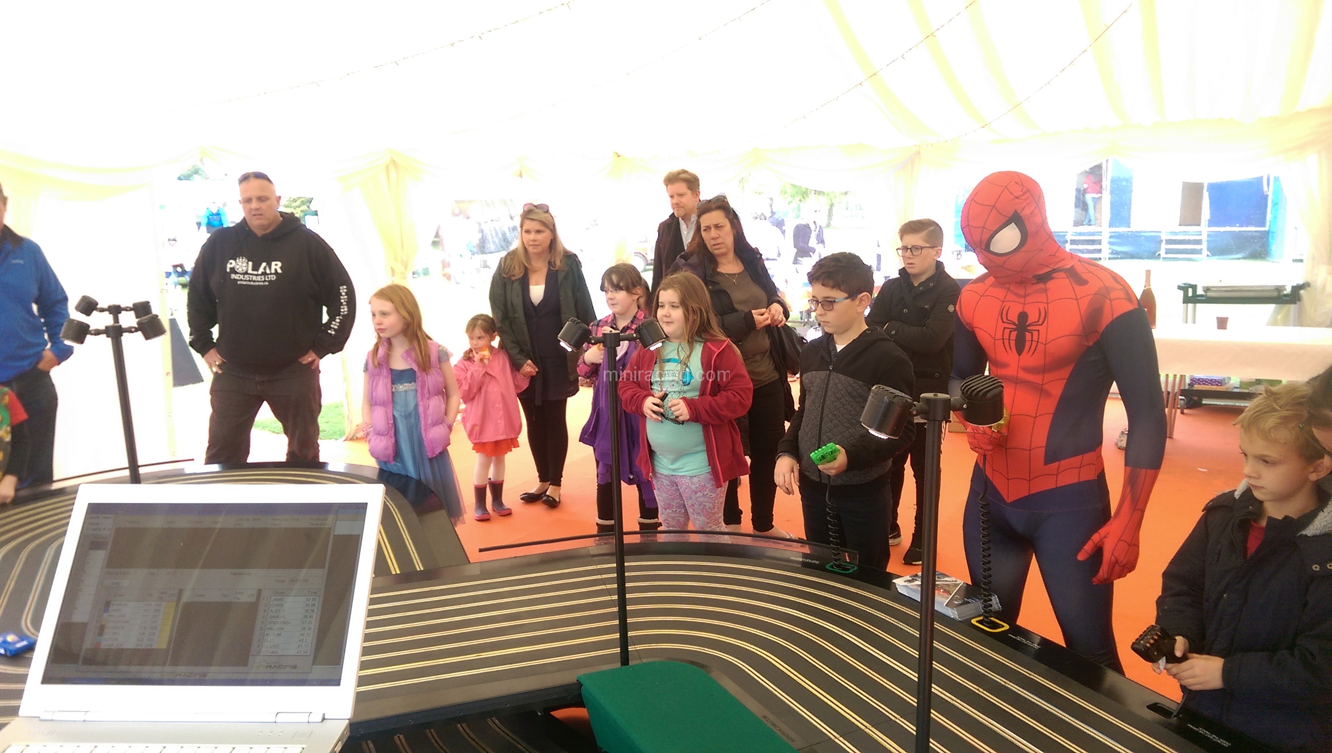 spiderman giant scalextric track hire